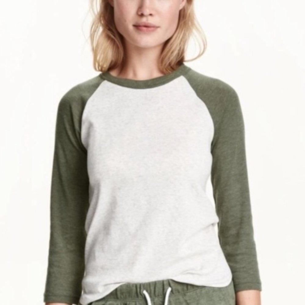 H&M Olive Green Baseball Tee